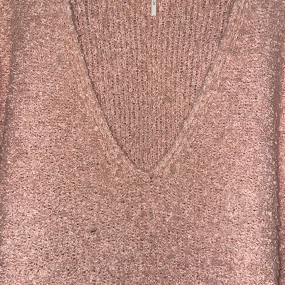 Free People Pink V-Neck Sweater - Large - Picture 2 of 3
